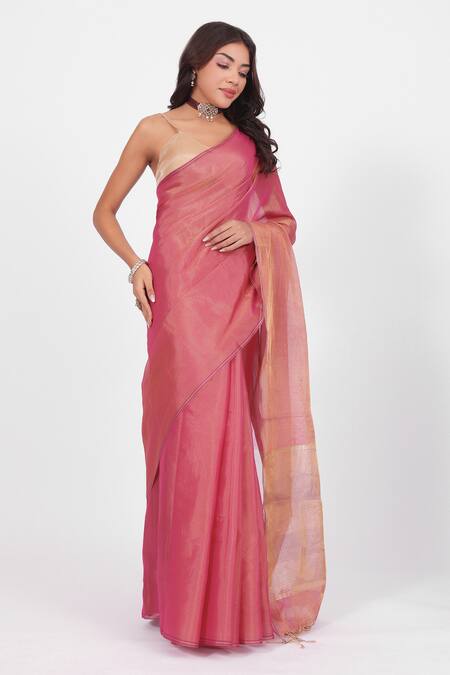Amaara Pink Chanderi, Silk Handloom Dark Pure Tissue Saree at Aza Fashions Amaara_Pink Chanderi, Silk Handloom Dark Pure Tissue Saree _at_Aza_Fashions