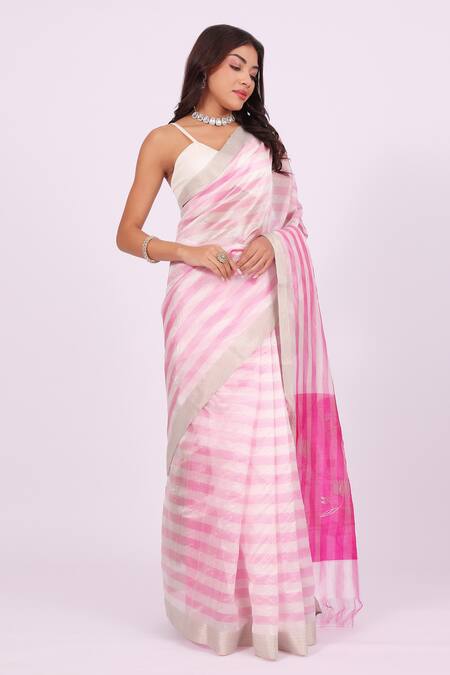Amaara Pink Chanderi Silk Handloom Tissue Saree at Aza Fashions Amaara_Pink Chanderi Silk Handloom Tissue Saree_at_Aza_Fashions