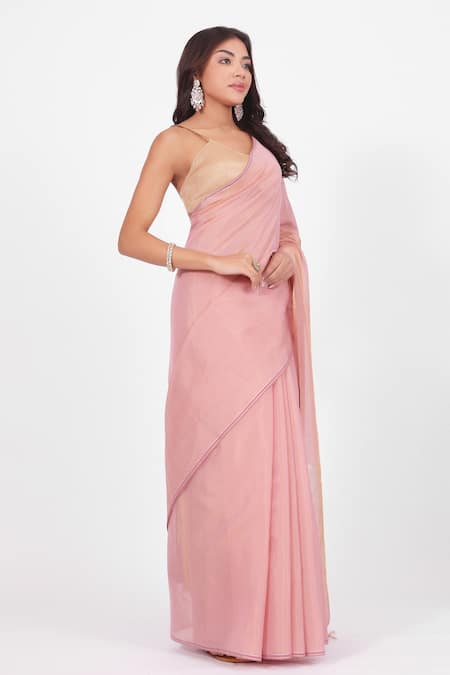 Buy Amaara Pink Chanderi Silk Handloom Pastel Tissue Saree With Running Blouse Piece Online at Aza Fashions Buy_Amaara_Pink Chanderi Silk Handloom Pastel Tissue Saree With Running Blouse Piece _Online_at_Aza_Fashions