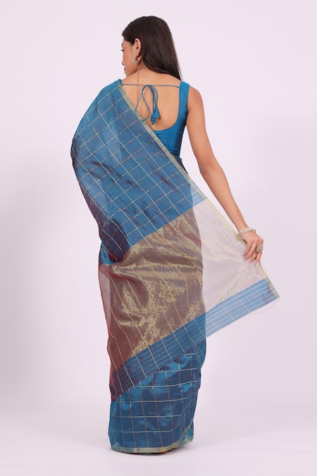Amaara Handloom Chanderi Silk Saree With Gold Border 