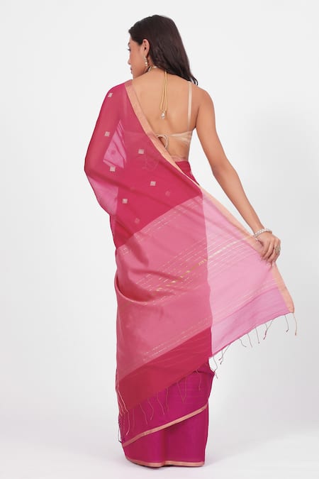 Amaara Handloom Rani Pink Chanderi Silk Saree 