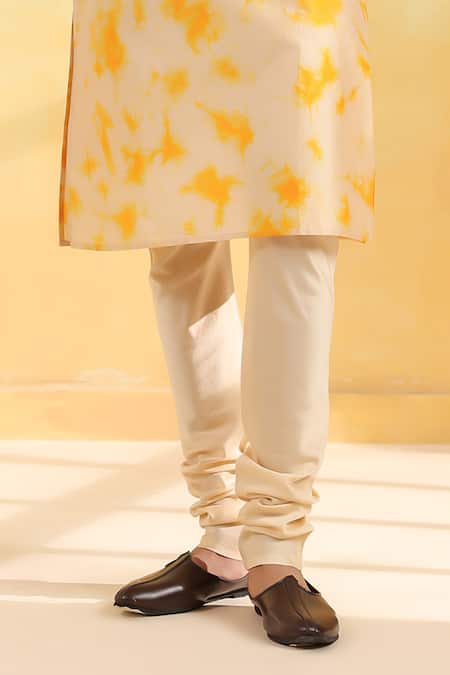 Shop Label Niti Bothra Beige Chanderi Silk Embroidery Hand Dyed Shibori Kurta Set Online at Aza Fashions Shop_Label Niti Bothra_Beige Chanderi Silk Embroidery Hand Dyed Shibori Kurta Set _Online_at_Aza_Fashions