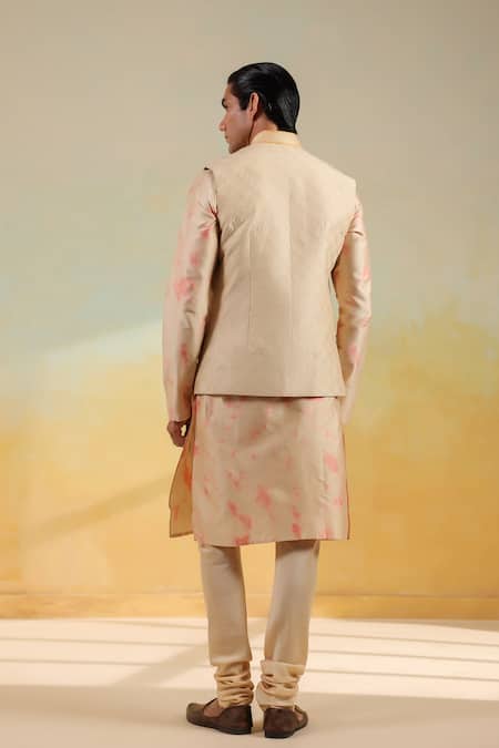Label Niti Bothra Beige & Pink Shibori Bundi Set 