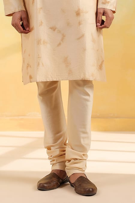 Label Niti Bothra Beige Silk, Embroidery Hand Dyed Shibori Kurta And Churidar Set Online at Aza Fashions Label Niti Bothra_Beige Silk, Embroidery Hand Dyed Shibori Kurta And Churidar Set _Online_at_Aza_Fashions