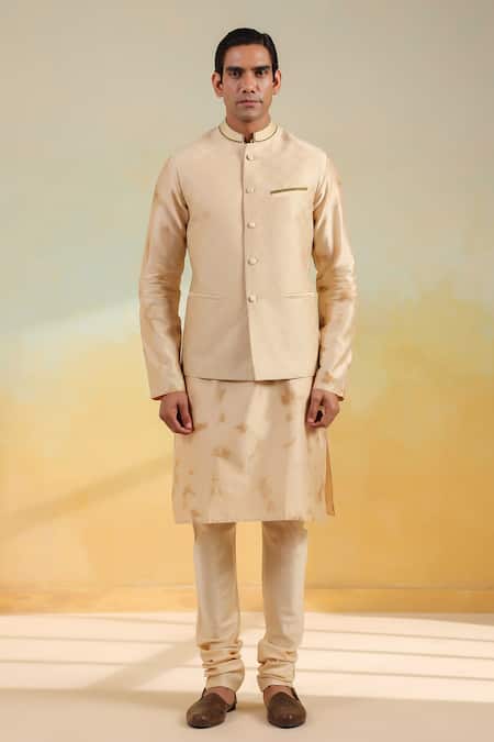 Label Niti Bothra Beige Shibori Embroidered Bundi Set 