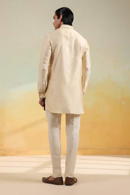 Label Niti Bothra Beige Ombre Thread Embroidered Kurta 