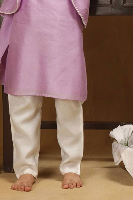 Rang By Les Petits_Lilac Cotton Mirrors, Embroidery Kurta Set_Online_at_Aza_Fashions