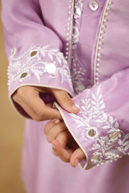 Buy_Rang By Les Petits_Lilac Cotton Mirrors, Embroidery Kurta Set