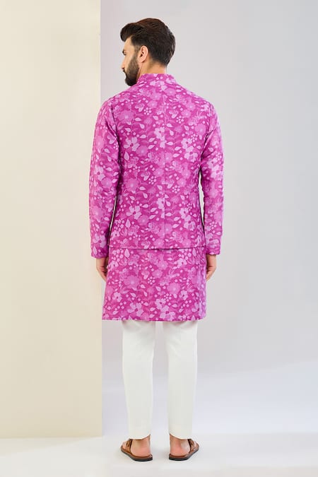 Shreyansh Designs Floral Print Chanderi Silk Bundi Set 