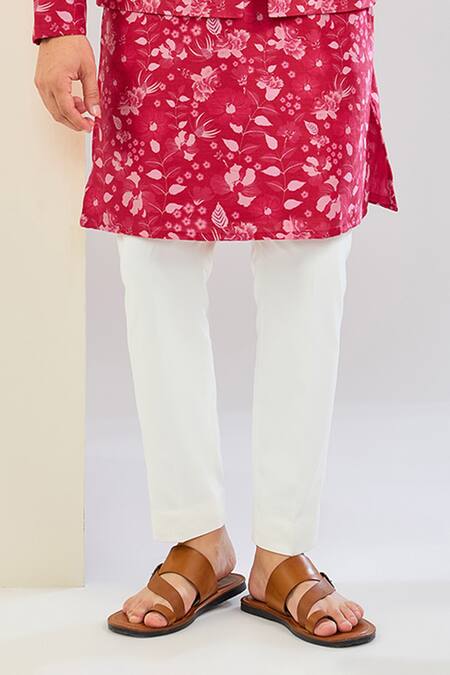 Shreyansh Designs_Maroon Chanderi Silk Embroidery Floral Print Bundi Set _Online_at_Aza_Fashions