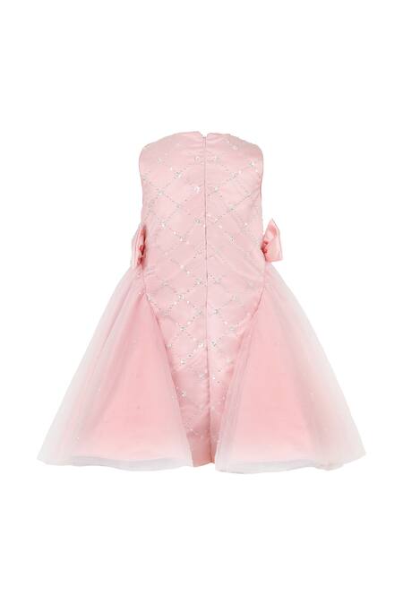 Stella Rossa By Les Petits Pink Satin Beads Princess Dress Online at Aza Fashions Stella Rossa By Les Petits_Pink Satin Beads Princess Dress_Online_at_Aza_Fashions