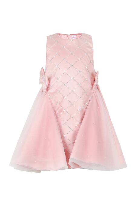 Buy Stella Rossa By Les Petits Pink Satin Beads Princess Dress Online at Aza Fashions Buy_Stella Rossa By Les Petits_Pink Satin Beads Princess Dress_Online_at_Aza_Fashions