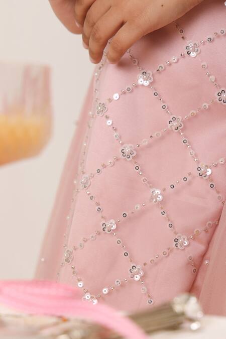 Stella Rossa By Les Petits Pink Satin Beads Princess Dress at Aza Fashions Stella Rossa By Les Petits_Pink Satin Beads Princess Dress_at_Aza_Fashions