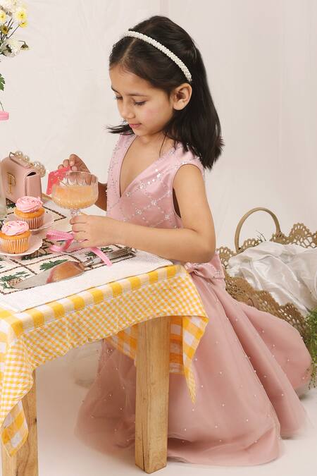 Buy Stella Rossa By Les Petits Pink Satin Beads Princess Dress Buy_Stella Rossa By Les Petits_Pink Satin Beads Princess Dress
