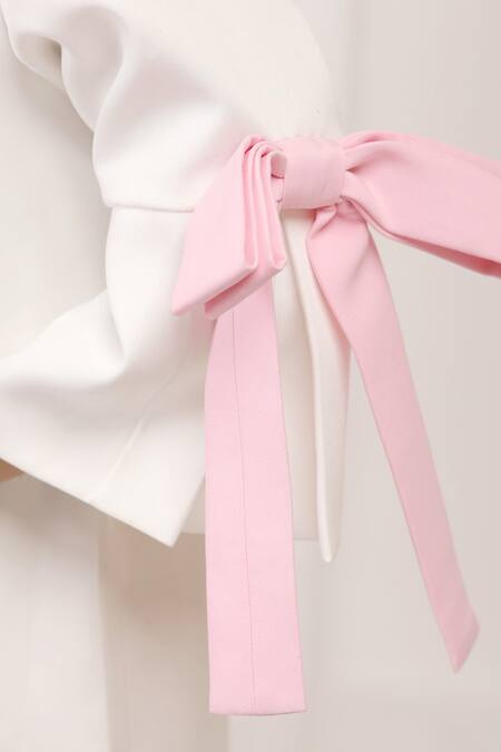 Stella Rossa By Les Petits White Rose Painted Dress With Bow Sleeves at Aza Fashions Stella Rossa By Les Petits_White Rose Painted Dress With Bow Sleeves_at_Aza_Fashions