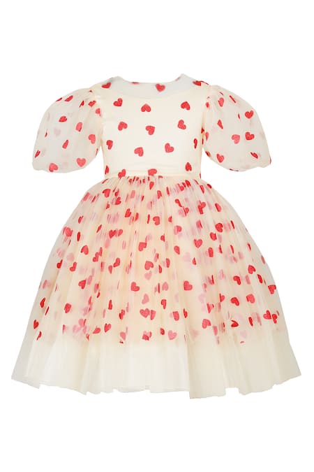 Shop Stella Rossa By Les Petits White Satin, Tulle Glitter Sweetheart Dress Online at Aza Fashions Shop_Stella Rossa By Les Petits_White Satin, Tulle Glitter Sweetheart Dress_Online_at_Aza_Fashions