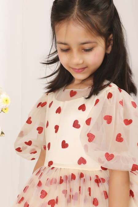 Buy Stella Rossa By Les Petits White Satin, Tulle Glitter Sweetheart Dress Buy_Stella Rossa By Les Petits_White Satin, Tulle Glitter Sweetheart Dress