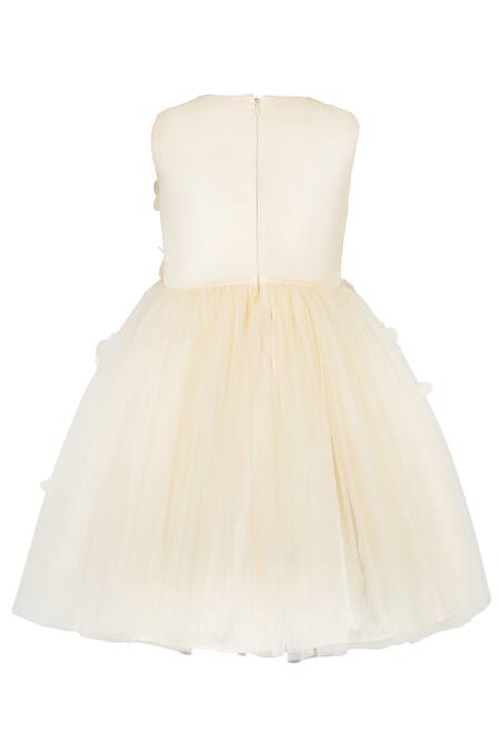 Stella Rossa By Les Petits Ivory Satin, Tulle Applique Blossom Dress Online at Aza Fashions Stella Rossa By Les Petits_Ivory Satin, Tulle Applique Blossom Dress_Online_at_Aza_Fashions