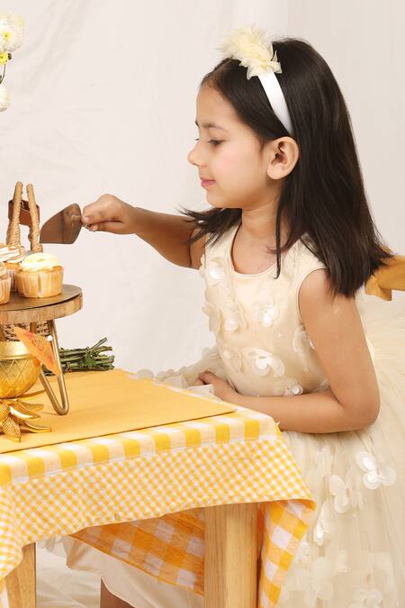 Stella Rossa By Les Petits Ivory Satin, Tulle Applique Blossom Dress at Aza Fashions Stella Rossa By Les Petits_Ivory Satin, Tulle Applique Blossom Dress_at_Aza_Fashions