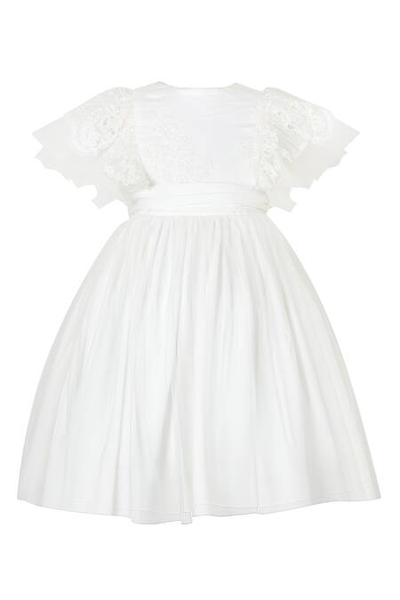 Buy Stella Rossa By Les Petits White Satin Embroidery Angelic Grace Dress Online at Aza Fashions Buy_Stella Rossa By Les Petits_White Satin Embroidery Angelic Grace Dress_Online_at_Aza_Fashions