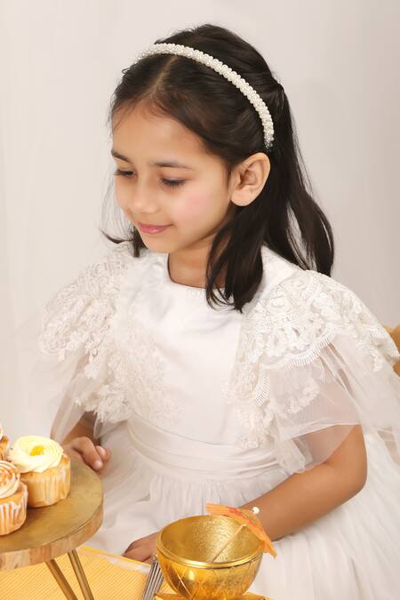 Buy Stella Rossa By Les Petits White Satin Embroidery Angelic Grace Dress Buy_Stella Rossa By Les Petits_White Satin Embroidery Angelic Grace Dress