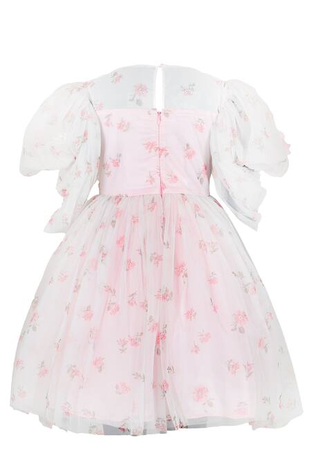 Stella Rossa By Les Petits Pink Satin Embroidery Stella Rossa Enchanted Butterfly Dress Online at Aza Fashions Stella Rossa By Les Petits_Pink Satin Embroidery Stella Rossa Enchanted Butterfly Dress_Online_at_Aza_Fashions
