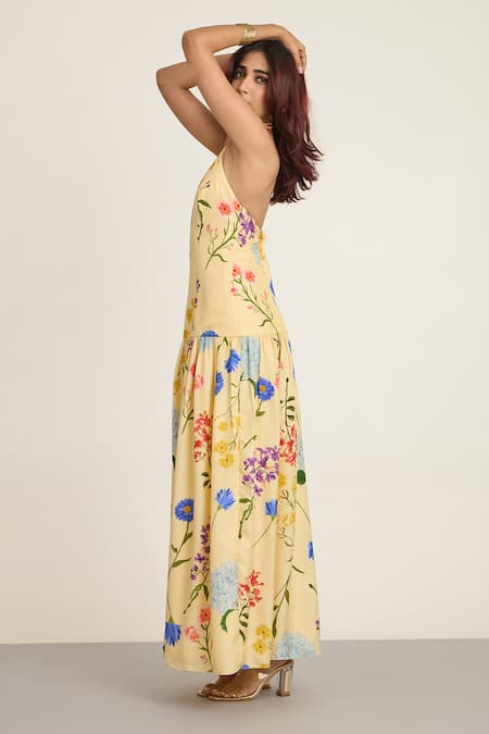 The Whole Nine Yards Floral Printed Halter Neck Maxi Dress 