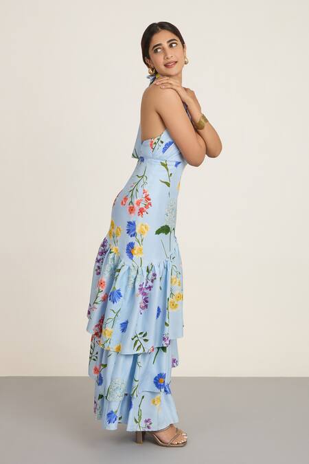 The Whole Nine Yards Floral Printed Halter Maxi Dress 