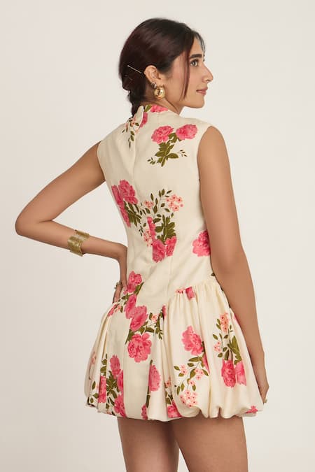 The Whole Nine Yards Floral Puffball Mini Dress 