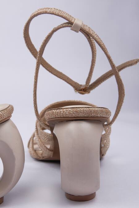Buy_SCHON ZAPATO_Beige Jute Circular Heels _Online_at_Aza_Fashions