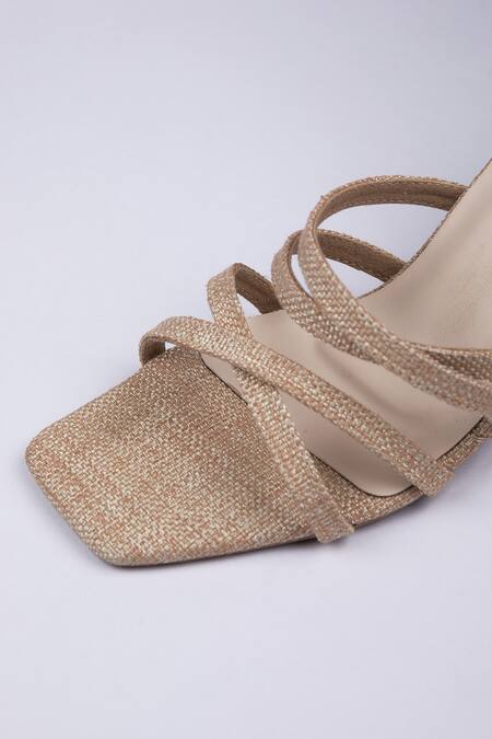 Shop_SCHON ZAPATO_Beige Jute Circular Heels _Online_at_Aza_Fashions
