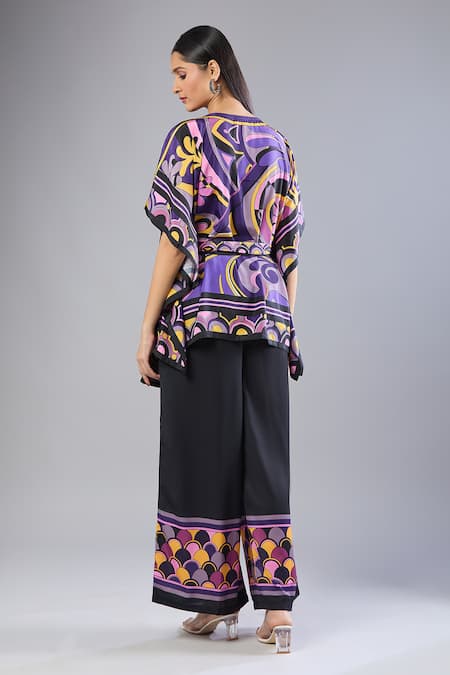 Samyukta Singhania Purple Silk Crepe Co-ord Set 