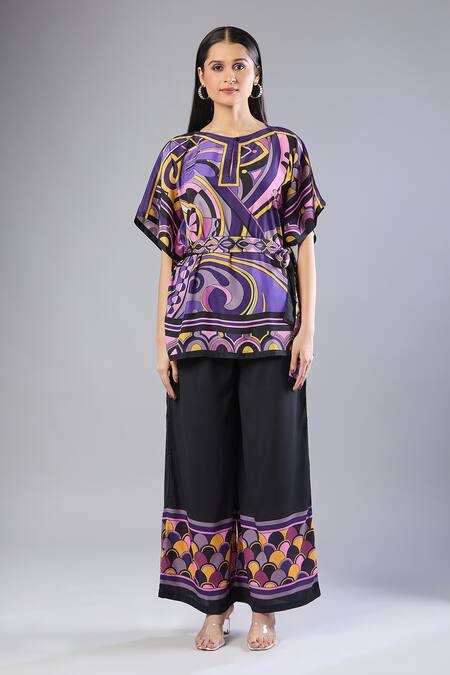 Naintara Bajaj Purple Silk, Crepe Round Neck Co-ord Set at Aza Fashions Naintara Bajaj_Purple Silk, Crepe Round Neck Co-ord Set _at_Aza_Fashions