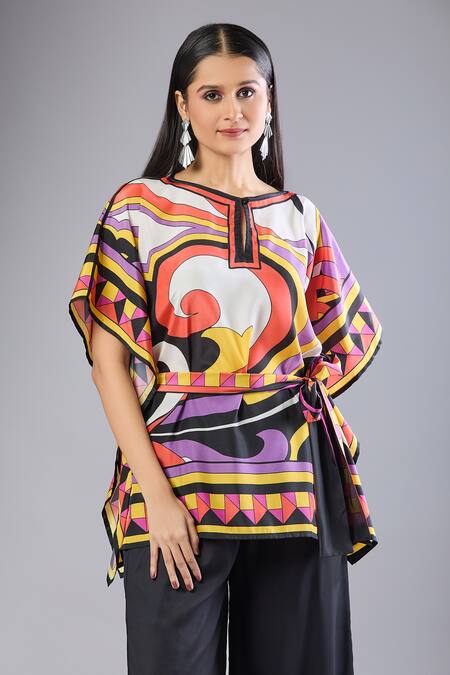 Naintara Bajaj Multi Color , Satin Printed Crepe Co-ord Set Online at Aza Fashions Naintara Bajaj_Multi Color , Satin Printed Crepe Co-ord Set _Online_at_Aza_Fashions