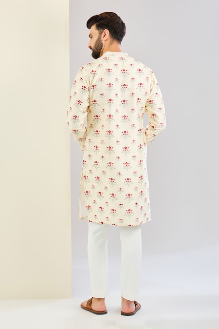 Shreyansh Designs Floral Print Chanderi Silk Kurta Set 