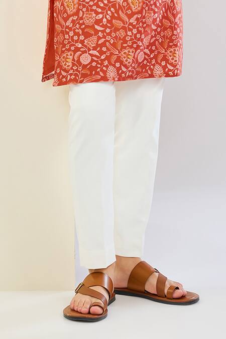 Shreyansh Designs_Orange Chanderi Silk Floral Print Bundi Set _Online_at_Aza_Fashions