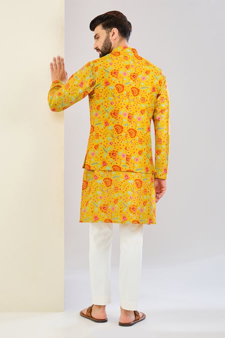 Shreyansh Designs Floral Print Chanderi Silk Bundi Set 