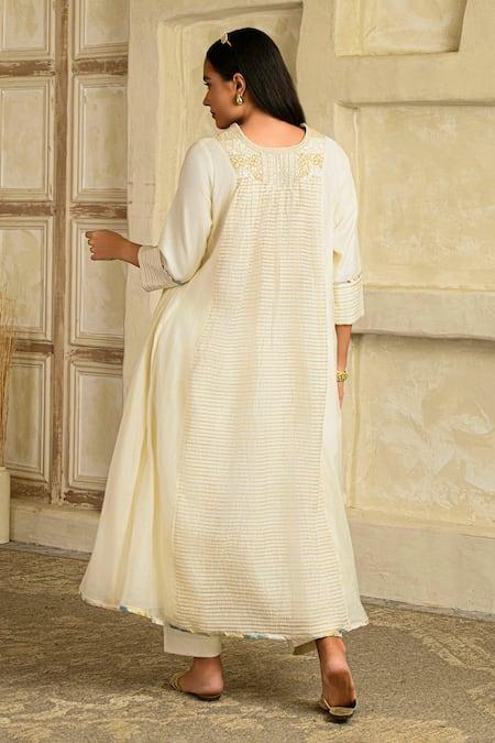 Saahiil Kapoor Ivory Chanderi Anarkali Set With Dupatta 