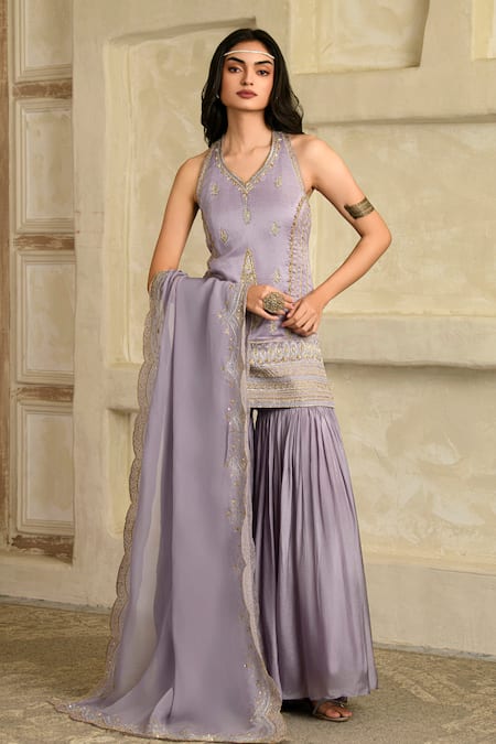 Saahiil Kapoor Lilac Chanderi Silk, Chanderi, Silk, Organza Embroidery Aari Hand Work Kurta Set at Aza Fashions Saahiil Kapoor_Lilac Chanderi Silk, Chanderi, Silk, Organza Embroidery Aari Hand Work Kurta Set _at_Aza_Fashions