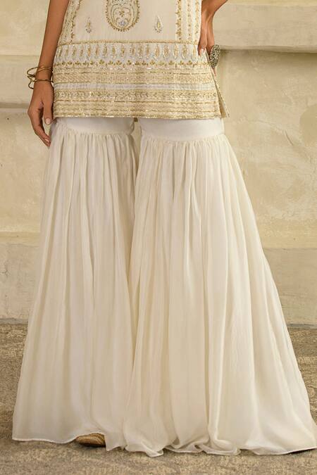 Saahiil Kapoor_Ivory Silk, Organza, Silk, Aari Hand Work Kurta Set _Online_at_Aza_Fashions