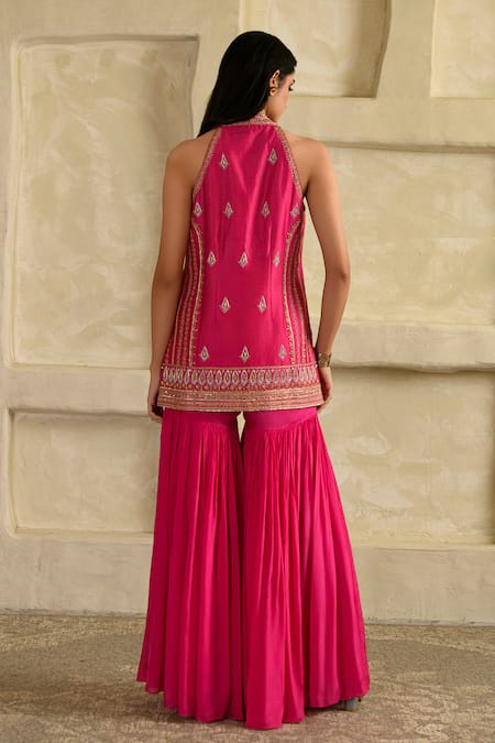 Saahiil Kapoor Rani Pink Aari Hand Work Kurta Set 