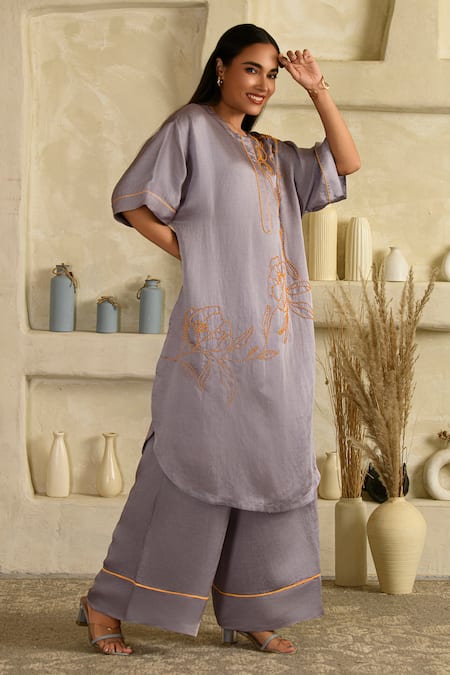 Saahiil Kapoor Hand Embroidered Lilac Kurta Set 