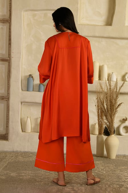 Saahiil Kapoor Flower Applique Twill Satin Kurta Set 