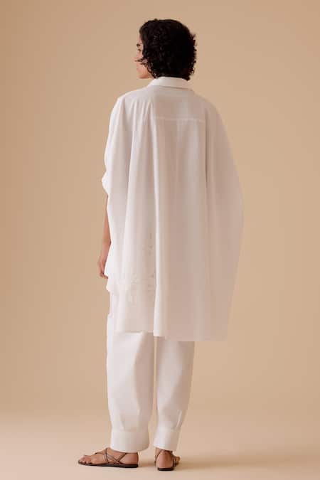 Bunka White High-Low Kaftan Shirt 