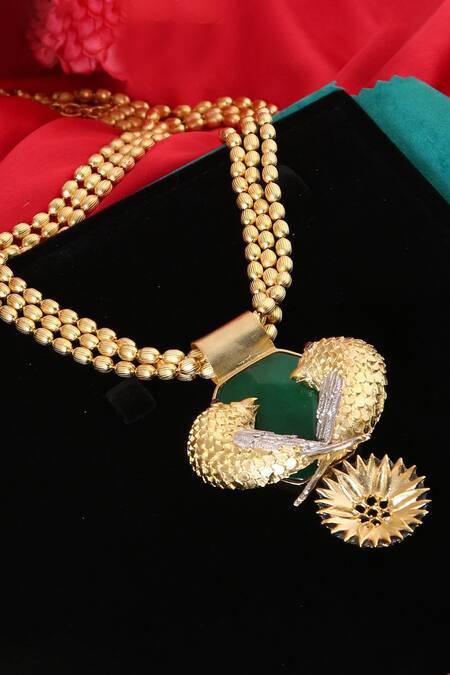 Shop_Trupti Mohta_Gold Plated Engraved Musings Necklace _Online_at_Aza_Fashions