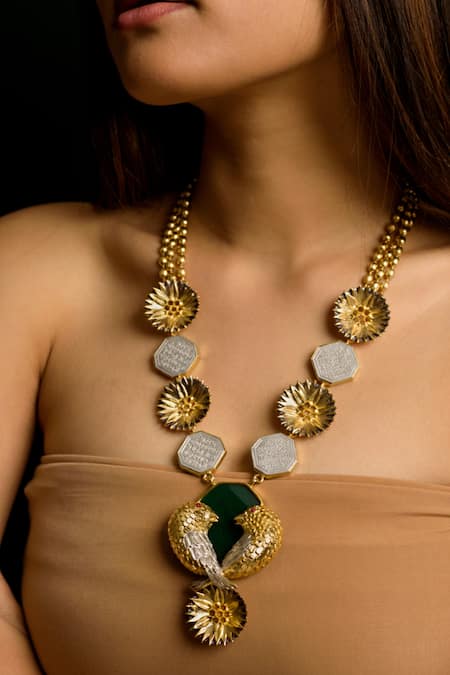 Shop Trupti Mohta Gold Plated Baroque Neckpiece Online at Aza Fashions Shop_Trupti Mohta_Gold Plated Baroque Neckpiece _Online_at_Aza_Fashions