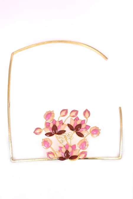 Trupti Mohta Gold Enamel Floral Choker Necklace 