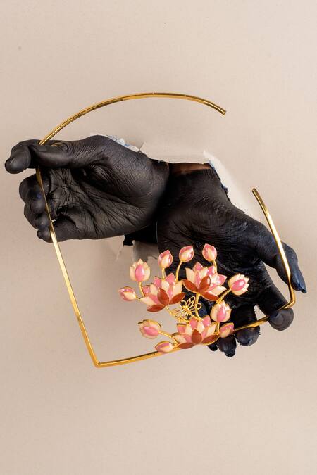 Buy_Trupti Mohta_Gold Plated Enamel Floral Choker Necklace _Online_at_Aza_Fashions