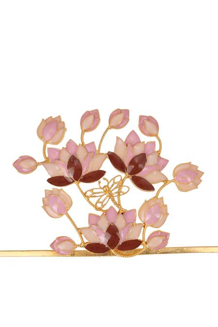 Trupti Mohta_Gold Plated Enamel Floral Choker Necklace _at_Aza_Fashions