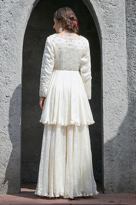 Priyanka Jain Ivory Crinkle Sharara Set 